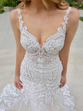 Luxury Mermaid Lace Wedding Dress Court Train Birdal Gown,WW091
