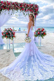 Mermaid Spaghetti Straps Lace Wedding Dress Bridal Gown,WW159