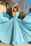 Sky Blue Chiffon Floor Length Prom Dress,WP447