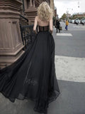 Strapless See Through Chiffon Lace Black Wedding Dress WW277