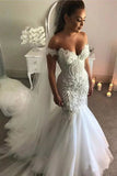 Romantic Mermaid Ivory Tulle Lace Wedding Dress,Mermaid Bridal Gown,WW280