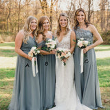 Grey Chiffon Bridesmaid Dress,Mismatched Bridesmaid Dresses,WB029