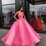 Organza Strapless Ball Gown Sweetheart Long Prom Dress,WP194Organza Strapless Ball Gown Sweetheart Long Prom Dress,WP194