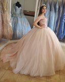 Sparkly Ball Gown Sweetheart Pink Lace Prom Dress With Rhinestone,WP323