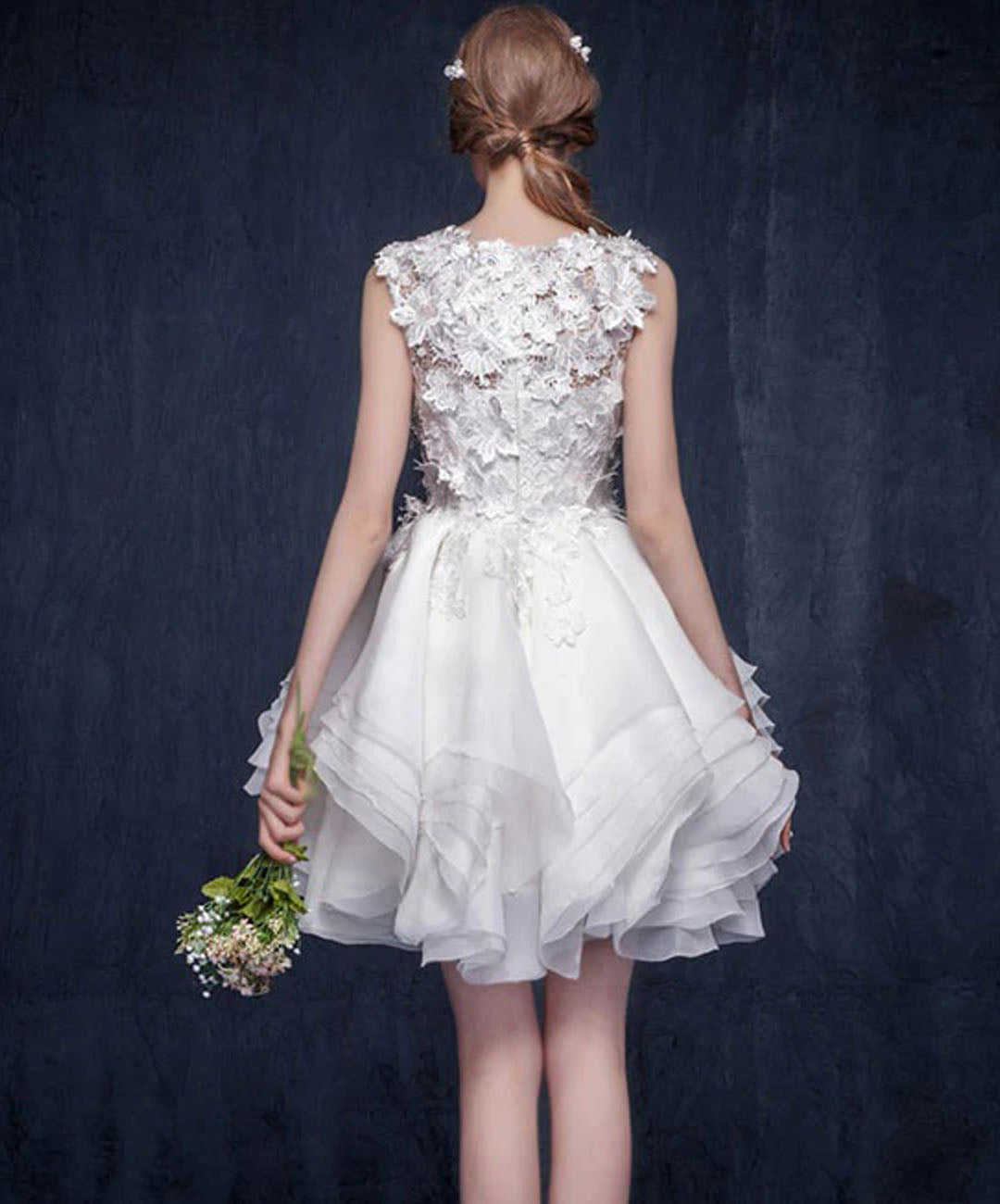 Elegant A-line Lace Tulle Short Homecoming Dress,WD173