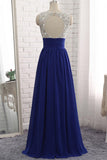 Royal Blue Chiffon A-line Prom Dresses,Sequins Evening Dresses,WQ104