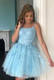 A-line Tulle Short Homecoming Dress With Lace Appliques,WD031