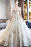 Ball Gown Lace Off The Shoulder Wedding Dress,WW042