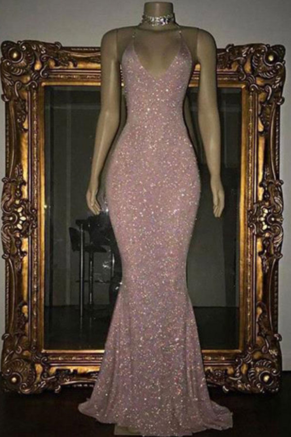 Spaghetti Straps Seqins Mermaid Prom Dress,Shiny Party Dress,WQ120