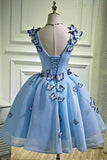 A Line Sky Blue Short Homecoming Dress,WD081
