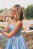 2022 Homecoming Dress Strapless Blue Satin Short Homecoming Dresses WD252