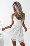 Tie Back White Lace Homecoming Dress Backless Short Prom Dress,WD133