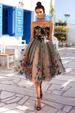 Sweetheart Neckline Tea Length Short Homecoming Dress With Colorful Butterflies,WD170