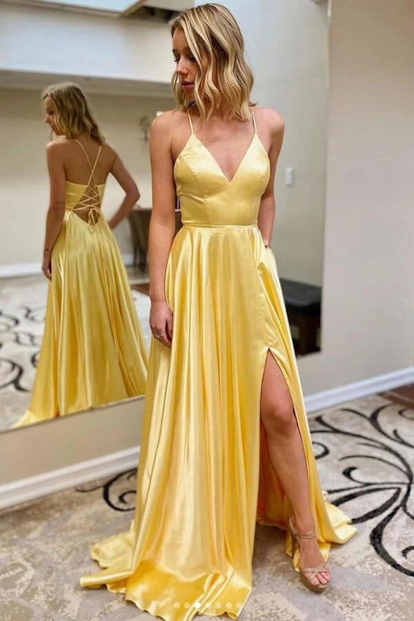 Spaghetti Straps Long Prom Dress Lace Up Evening Dress,WP061