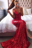 Mermaid Sequins Long Prom Dress Sexy Backless Evening Dress,WP076
