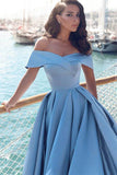 Off The Shoulder Long Satin Prom Dress Sexy Slit Evening Dress,WP105