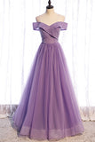 Off The Shoulder Organza Long Prom Dress Beaded Evening Dress,WP208