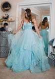 Sparkly A Line Spaghetti Straps Multi-layered Tulle Prom Dress,WP253