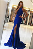 Royal Blue Long Mermaid Prom Dress Open Back Party Gown,WP256