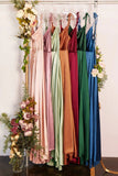 A Line Long Satin Prom Dress Formal Party Dress,WP262