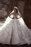 Sparkly Floral Lace Wedding Dress With Beading,WW044
