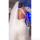 Luxury Mermaid Halter Lace Wedding Dress,Lace Bridal Gown,WW217