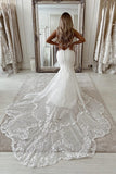 Mermaid White Lace Wedding Dress Backless Bridal Gown,WW221