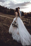 See Through Long Sleeve Rustic Wedding Dress With Lace Appliques ,WW122 winkbridal 