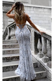 Mermaid V Neck Sequins Long Prom Dress Mermaid Evening Dress,WP085