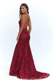 Mermaid V-neck Lace Long Prom Dress Long Party Dress,WP144