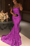 Sparkly Strapless Mermaid Prom Dress Sequins Evening Dress,WP188