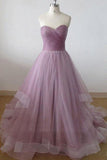 A-line Sweetheart Tulle Long Prom Dress With Ruffles,WP204
