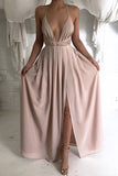 A Line Backless Chiffon Prom Dress With Split,WP221
