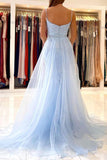 Mermaid Spaghetti Straps Tulle Prom Dress With Lace Applliques,WP282