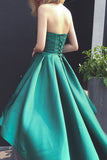 High Low Sweetheart Satin Prom Dress Strapless Fashion Party Dress,WP285