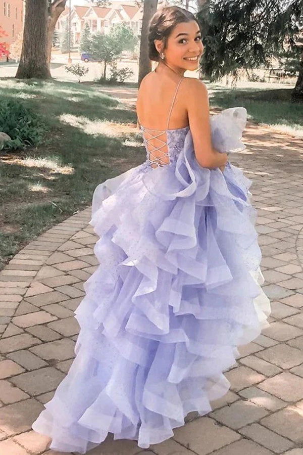 Puffy Tulle Long Prom Dress,Lavender Evening Dress,WP448