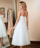Sweetheart Ivory Tulle Prom Dress Tea Length Graduation Dress,WP385