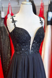 A Line Chiffon Long Prom Dress With Lace Bodice,WP407