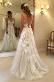 Ivory Tulle Wedding Dress ,Lace Appliques Bridal Gown,WW017