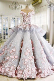 Ball Gown Floral Wedding Dress With Court Train,WW041