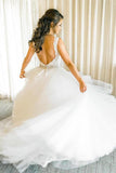 Ball Gown White Tulle Wedding Dress With Rhinestone,WW083
