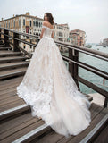 Charming Off The Shoulder Wedding Dress With Lace Appliques,WW099