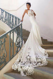 Mermaid Spaghetti Straps White Lace Wedding Dress Romantic Bridal Dress WW106