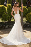 Luxurious Mermaid Spaghetti Straps Lace Wedding Dress Backless Bridal Dress,WW129